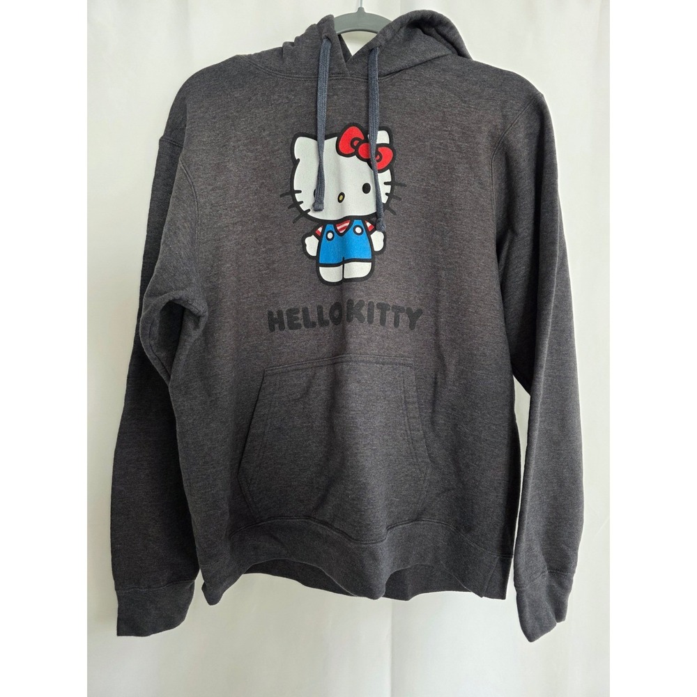 Hello Kitty Hoodie Women's Medium Gray Pullover Graphic Sanrio Sweatshirt